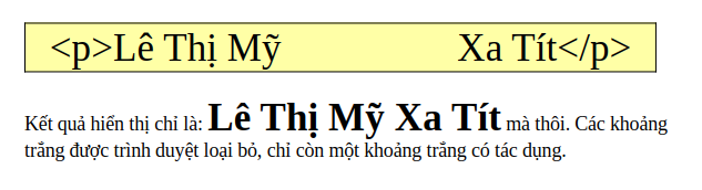 Các khoảng trắng bị trình duyệt bỏ qua Khoảng trắng bị bỏ qua