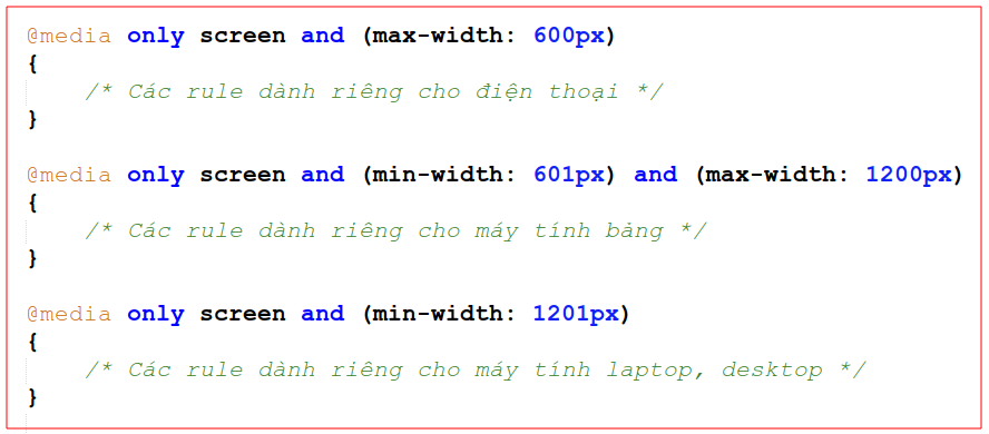 Media query trong CSS