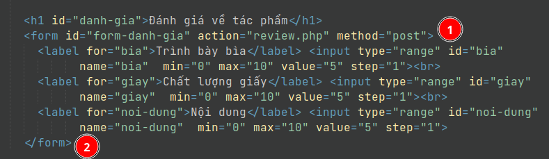 Fỏm chứa label, input