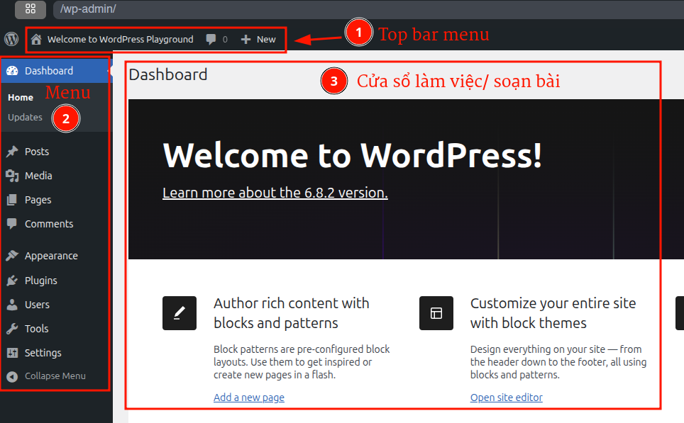 Màn hình admin dashboard