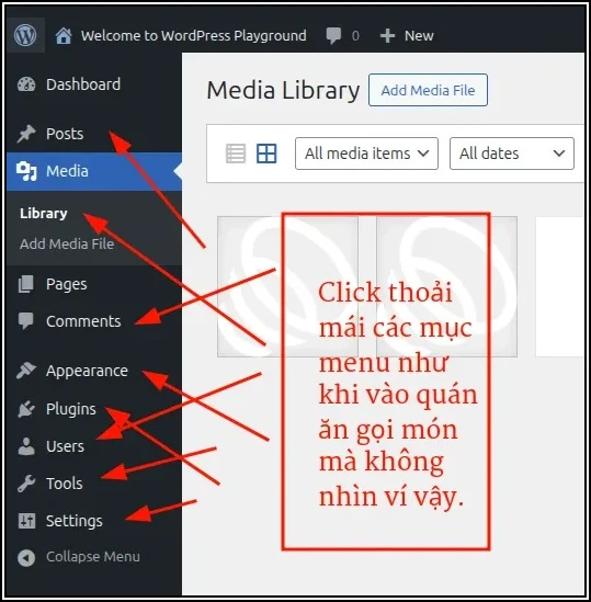 Vọc menu dashboard