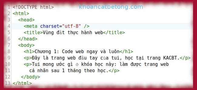 Hình 1. Ảnh đoạn mã HTML