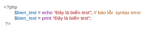 Không thể gán echo cho biến
