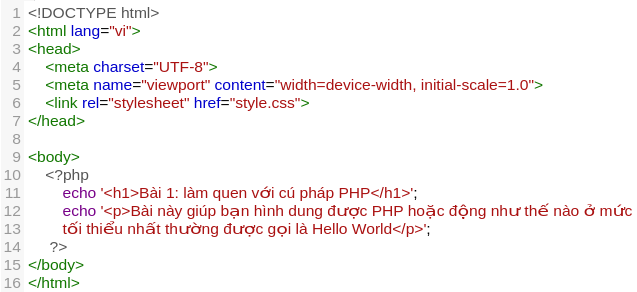 Mã PHP xen lẫn với HTML