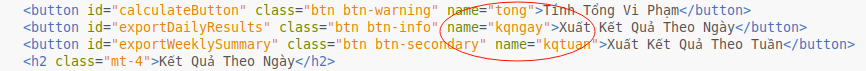 Thuộc tính name cho nút bấm
